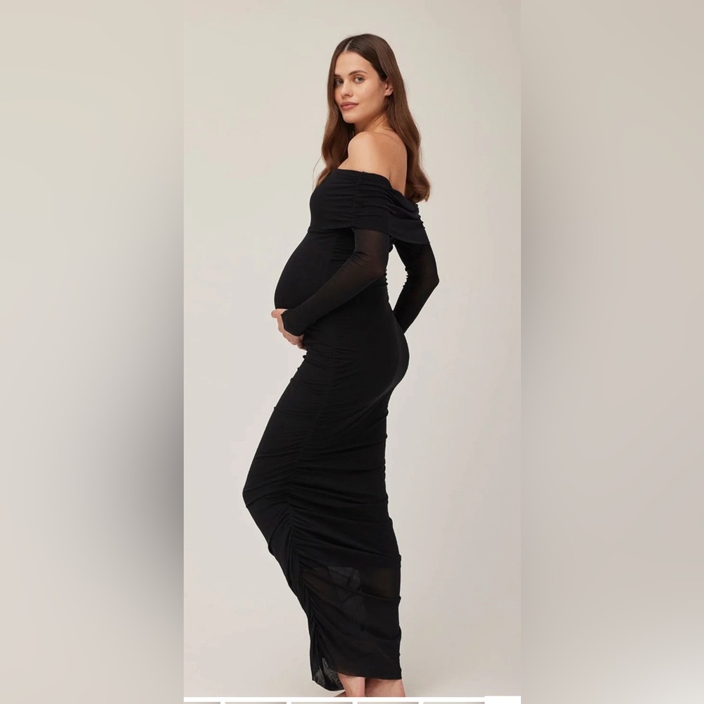Bumpsuit off shoulder black mesh dress